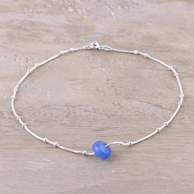 Alternate image for Blue Chalcedony Pendant Anklet from India Sleek Wheel