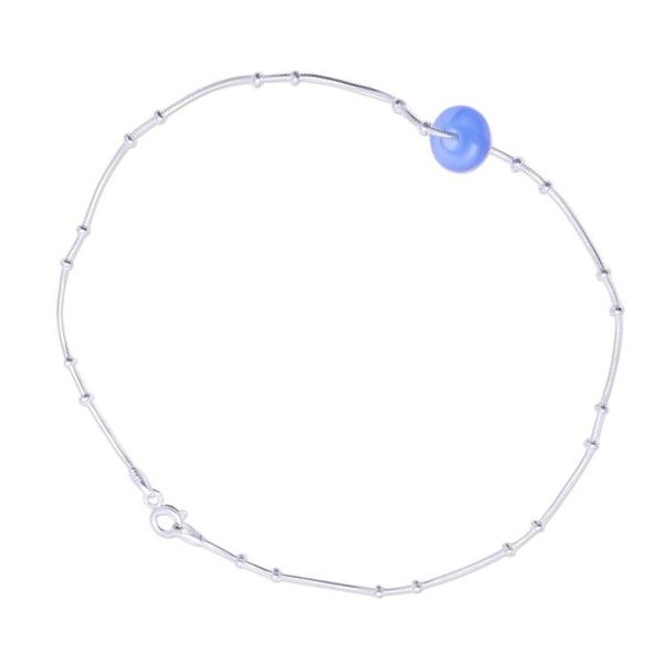 Alternate image for Blue Chalcedony Pendant Anklet from India Sleek Wheel