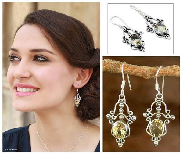 Alternate image for Sterling Silver and Citrine Chandelier Earrings Radiance