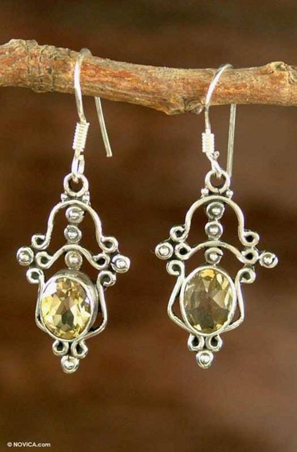 Alternate image for Sterling Silver and Citrine Chandelier Earrings Radiance