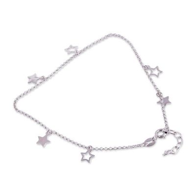 Alternate image for Sterling Silver Anklet with Openwork and Solid Star Charms Stellar Dreamcatcher