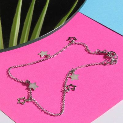 Alternate image for Sterling Silver Anklet with Openwork and Solid Star Charms Stellar Dreamcatcher