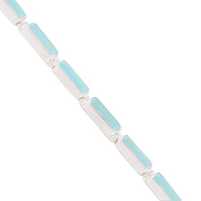 Alternate image for 14-Carat Blue Chalcedony Link Bracelet from India Fascinating Blue