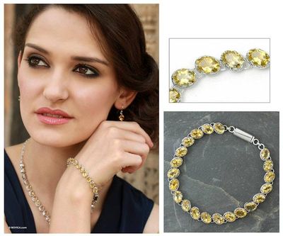 Alternate image for Sterling Silver Tennis Style Citrine Bracelet from India India Delight