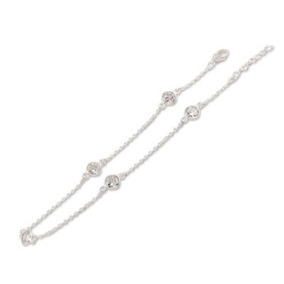 Alternate image for Handmade Cubic Zirconia and Sterling Silver Anklet Fading Moon
