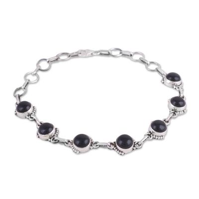 Alternate image for Onyx and Sterling Silver Link Bracelet from India Charming Orbs
