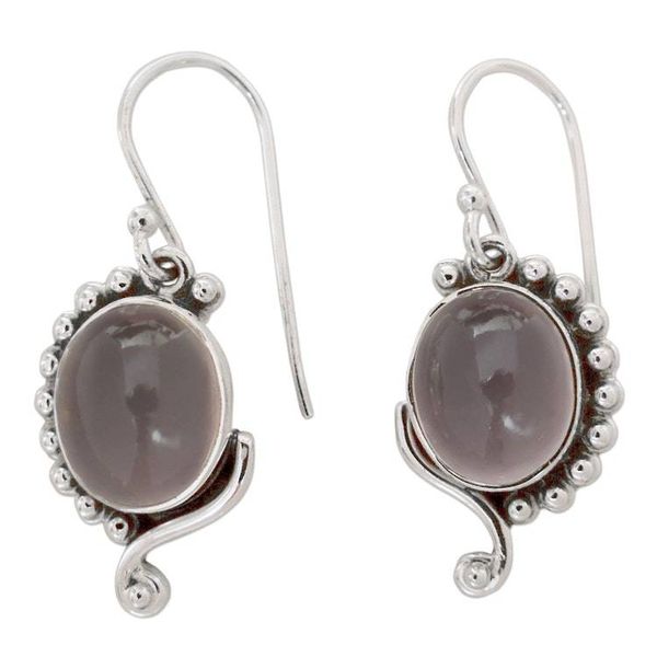 Alternate image for Rose Quartz Earrings in Sterling Silver from India Jewelry Delhi Romance