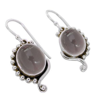 Alternate image for Rose Quartz Earrings in Sterling Silver from India Jewelry Delhi Romance