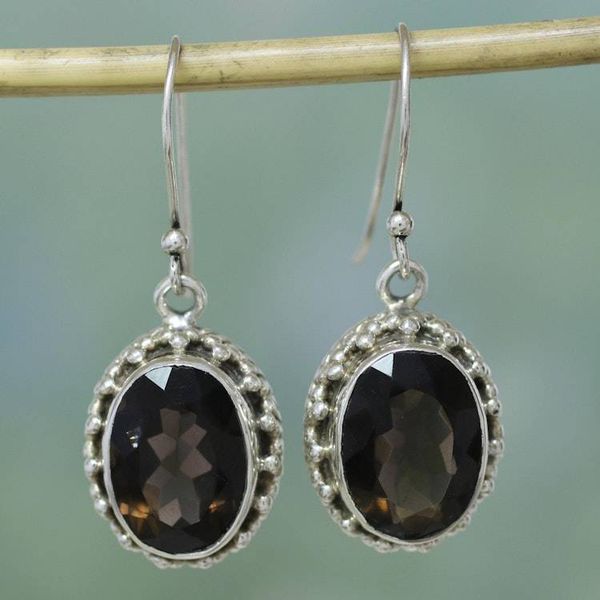 Alternate image for Smoky Quartz Earrings Sterling Silver Jewelry Dazzle