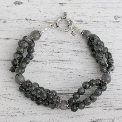 Primary image for Labradorite and tourmalinated quartz beaded bracelet Murmur