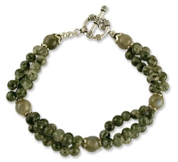 Alternate image for Labradorite and tourmalinated quartz beaded bracelet Murmur