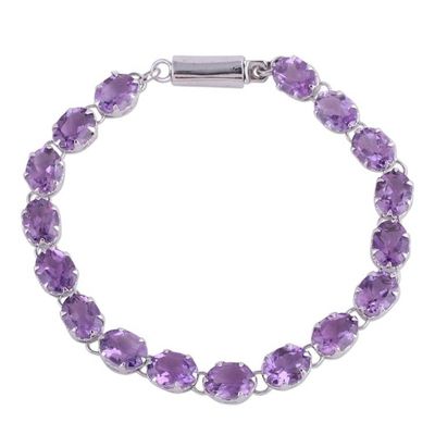 Alternate image for Handcrafted Amethyst Tennis Style Bracelet from India Royal Magic