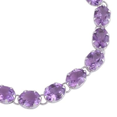 Alternate image for Handcrafted Amethyst Tennis Style Bracelet from India Royal Magic