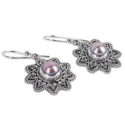 Alternate image for Cultured Pearl Sterling Silver Dangle Earrings from India Passionate Flower