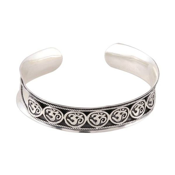 Alternate image for Sterling Silver Om Cuff Bracelet from India Om Parade