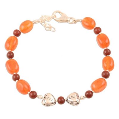 Alternate image for Carnelian and Sunstone Beaded Bracelet from India Sunrise Harmony