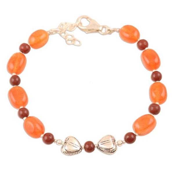 Alternate image for Carnelian and Sunstone Beaded Bracelet from India Sunrise Harmony
