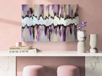 Alternate image for Lunar Rift | Original Silver Leaf Abstract Painting | Canvas Modern Wall Art | Purple Violet Cream Champagne Brown Signed Texture Artwork