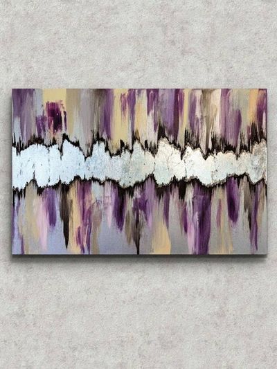 Alternate image for Lunar Rift | Original Silver Leaf Abstract Painting | Canvas Modern Wall Art | Purple Violet Cream Champagne Brown Signed Texture Artwork