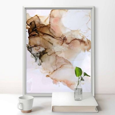 Alternate image for Caramel Drift | Signed Alcohol Ink Painting on Glass Original | Abstract Modern Luxury Ink Art | Wall Decor Brown Gold Hanging 11 x 14