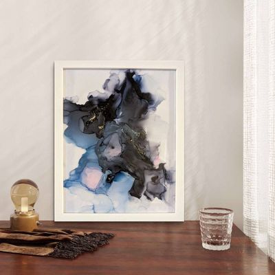 Alternate image for Pink Velvet Shadows | Signed Alcohol Ink Painting on Glass Original | Abstract Modern Luxury Ink Art | Wall Decor Artwork Hanging 11 x 14