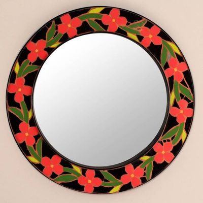 Alternate image for Handmade Ceramic Mosaic Wall Mirror Tangerine Blossoms