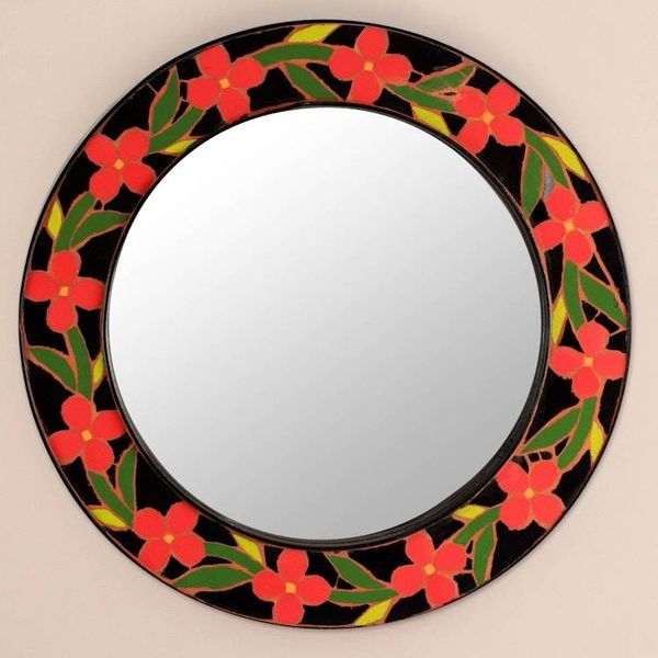 Alternate image for Handmade Ceramic Mosaic Wall Mirror Tangerine Blossoms