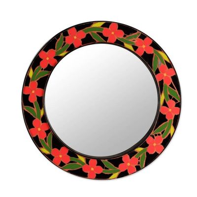 Alternate image for Handmade Ceramic Mosaic Wall Mirror Tangerine Blossoms