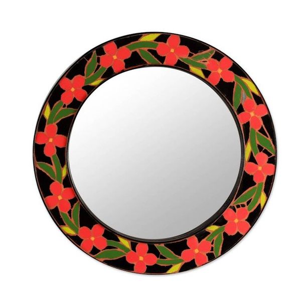 Alternate image for Handmade Ceramic Mosaic Wall Mirror Tangerine Blossoms