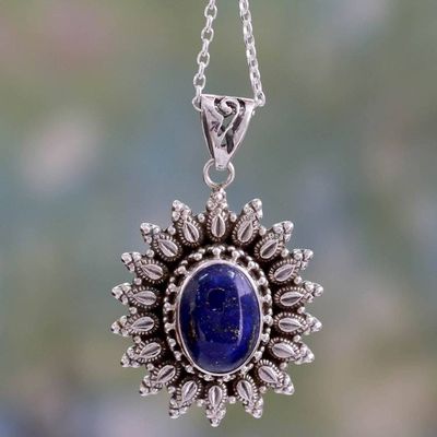 Main image for Artisan Crafted Lapis Lazuli and Silver Pendant Necklace Royal Allure