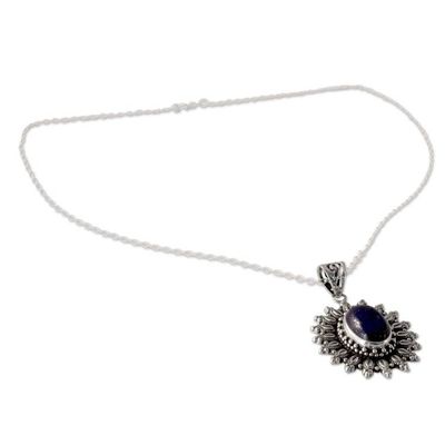 Alternate image for Artisan Crafted Lapis Lazuli and Silver Pendant Necklace Royal Allure