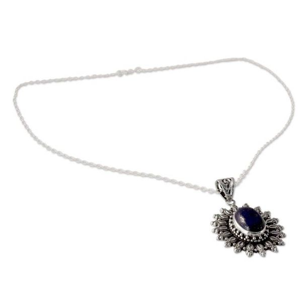 Alternate image for Artisan Crafted Lapis Lazuli and Silver Pendant Necklace Royal Allure