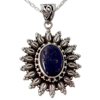 Alternate image for Artisan Crafted Lapis Lazuli and Silver Pendant Necklace Royal Allure