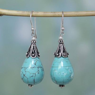 Alternate image for Sterling Silver and Calcite Dangle Earrings from India Divine Drops