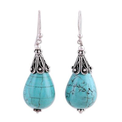 Alternate image for Sterling Silver and Calcite Dangle Earrings from India Divine Drops