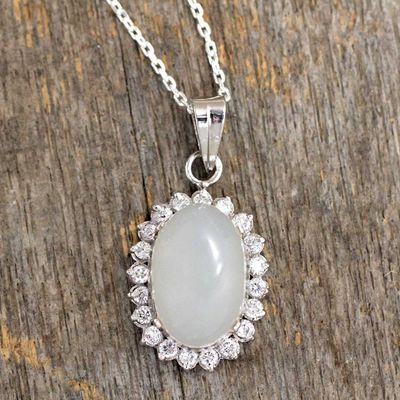 Alternate image for Handcrafted Sterling Silver and Moonstone Choker Serene Blossom