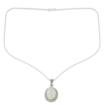 Alternate image for Handcrafted Sterling Silver and Moonstone Choker Serene Blossom