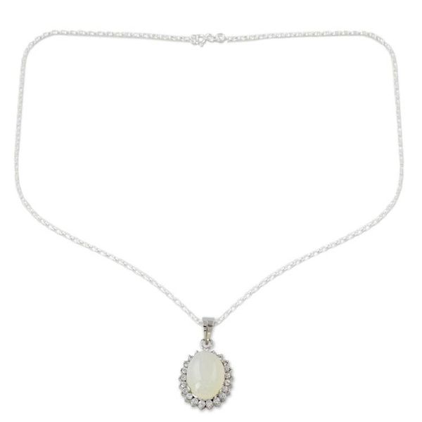 Alternate image for Handcrafted Sterling Silver and Moonstone Choker Serene Blossom