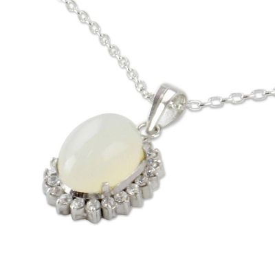 Alternate image for Handcrafted Sterling Silver and Moonstone Choker Serene Blossom