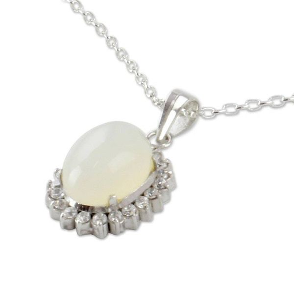 Alternate image for Handcrafted Sterling Silver and Moonstone Choker Serene Blossom
