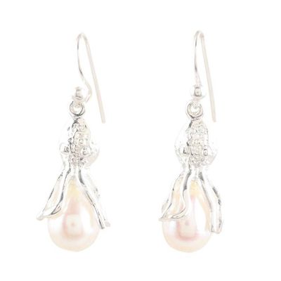 Alternate image for Sterling Silver and Cultured Pearl Dangle Earrings Natural Bliss