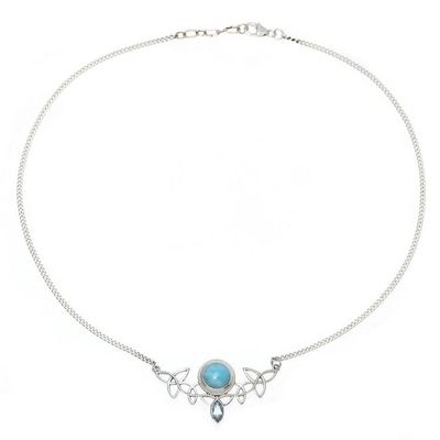 Alternate image for Larimar and Blue Topaz Pendant Necklace from India Glorious Sky