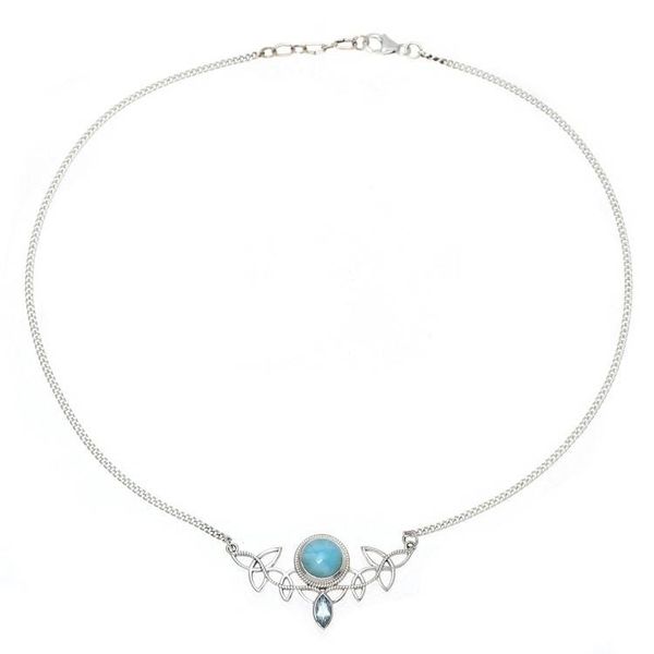 Alternate image for Larimar and Blue Topaz Pendant Necklace from India Glorious Sky