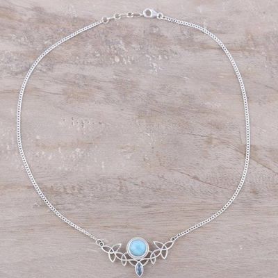 Alternate image for Larimar and Blue Topaz Pendant Necklace from India Glorious Sky