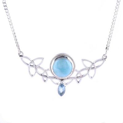 Alternate image for Larimar and Blue Topaz Pendant Necklace from India Glorious Sky
