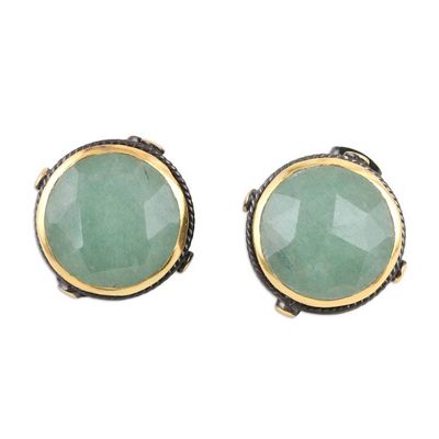 Alternate image for 18k Gold-Accented Button Earrings with Natural Aventurine Leadership Mirrors