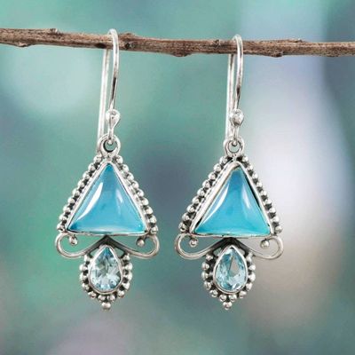 Primary image for 1-Carat Chalcedony and Blue Topaz Dangle Earrings from India Blue Convergence