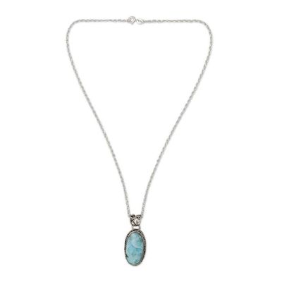 Alternate image for Hand Crafted Sterling Silver and Larimar Necklace Sky Delight
