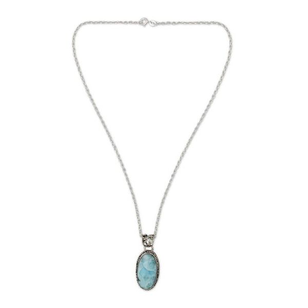 Alternate image for Hand Crafted Sterling Silver and Larimar Necklace Sky Delight