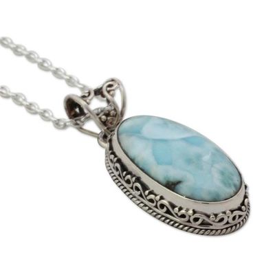 Alternate image for Hand Crafted Sterling Silver and Larimar Necklace Sky Delight